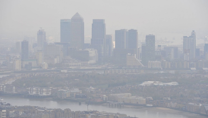Failures to meet air pollution regulations cost the EU economy €24.6bn, the study found Pictured: London, where 10 air pollution alerts have been issued since May 2016